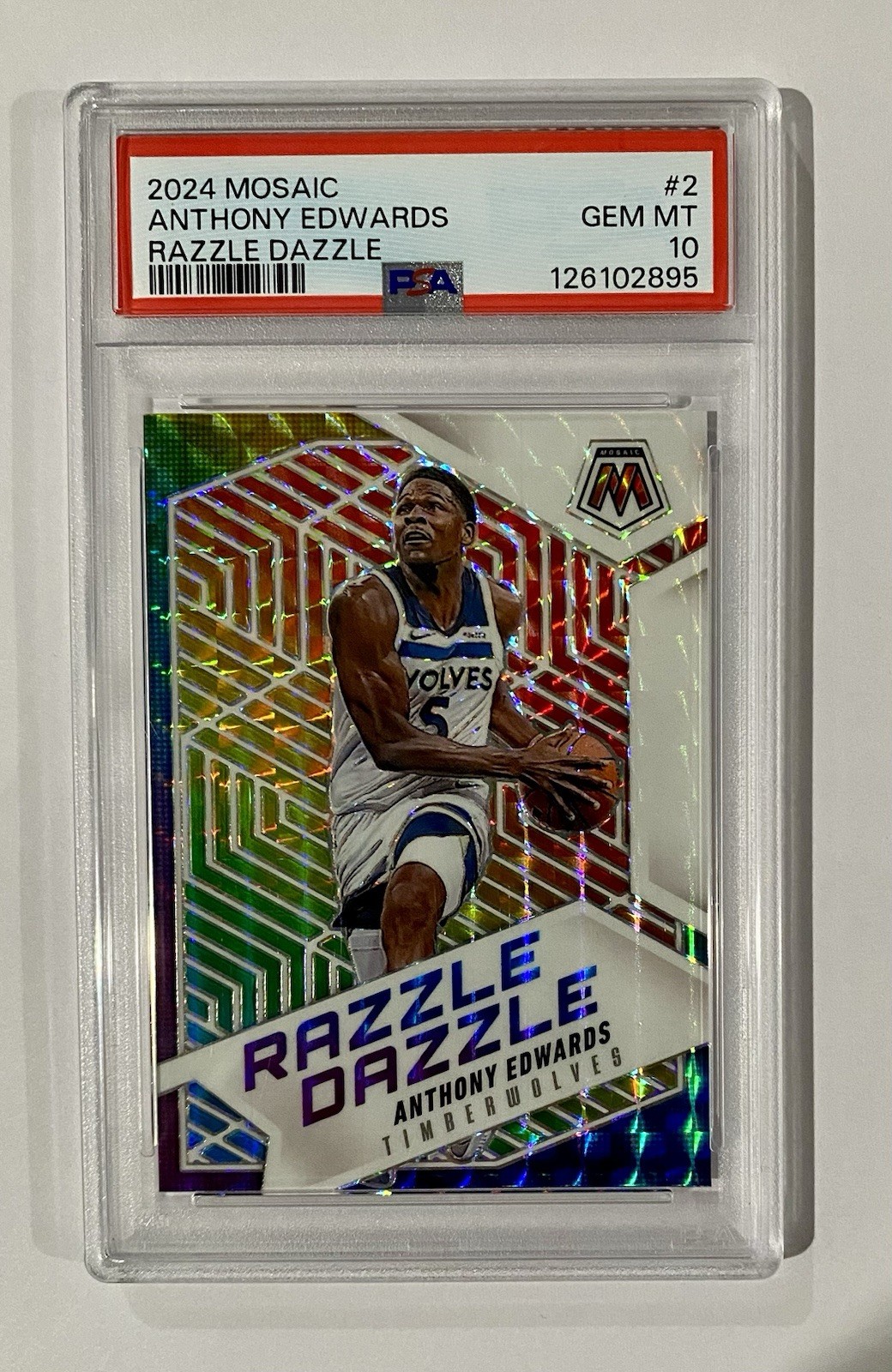 2024 Mosaic Anthony Edwards Razzle Dazzle Case Hit SSP PSA 10 Timberwolves