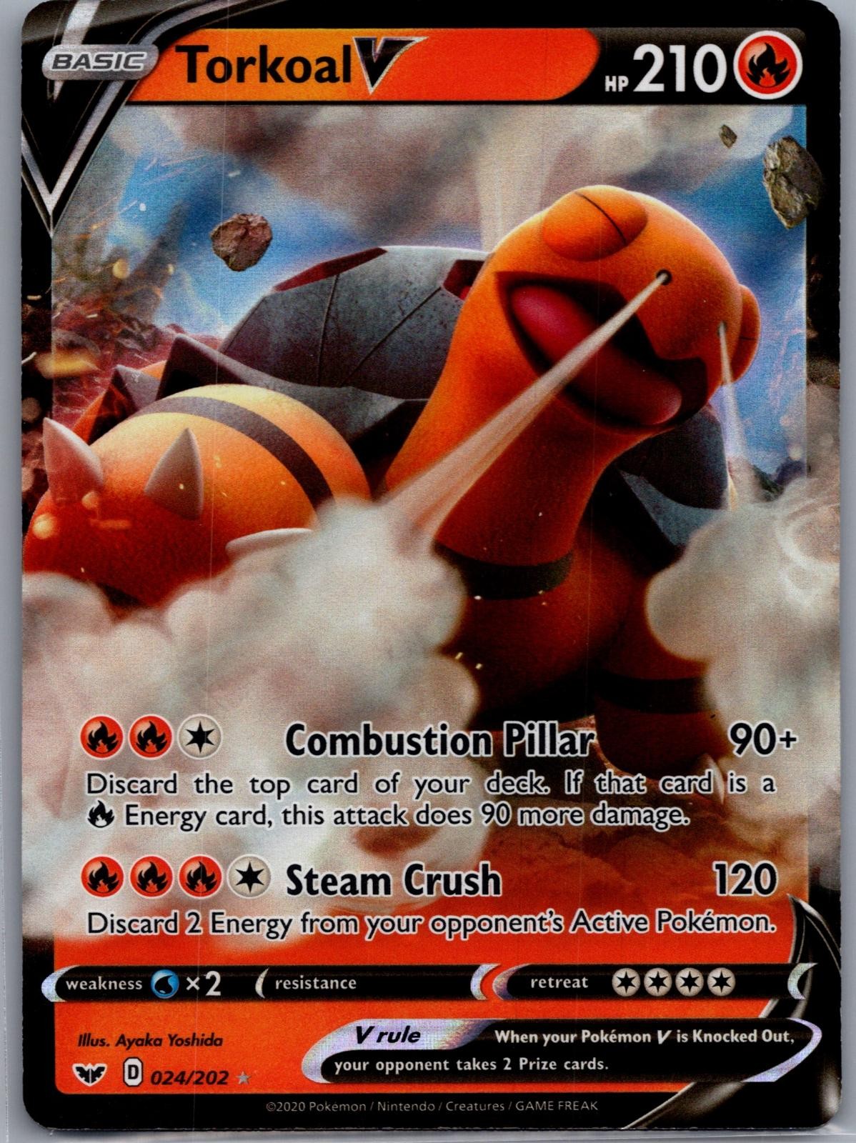 Torkoal V 024/202 Holo V Rare Sword & Shield Pokemon Lightly Played