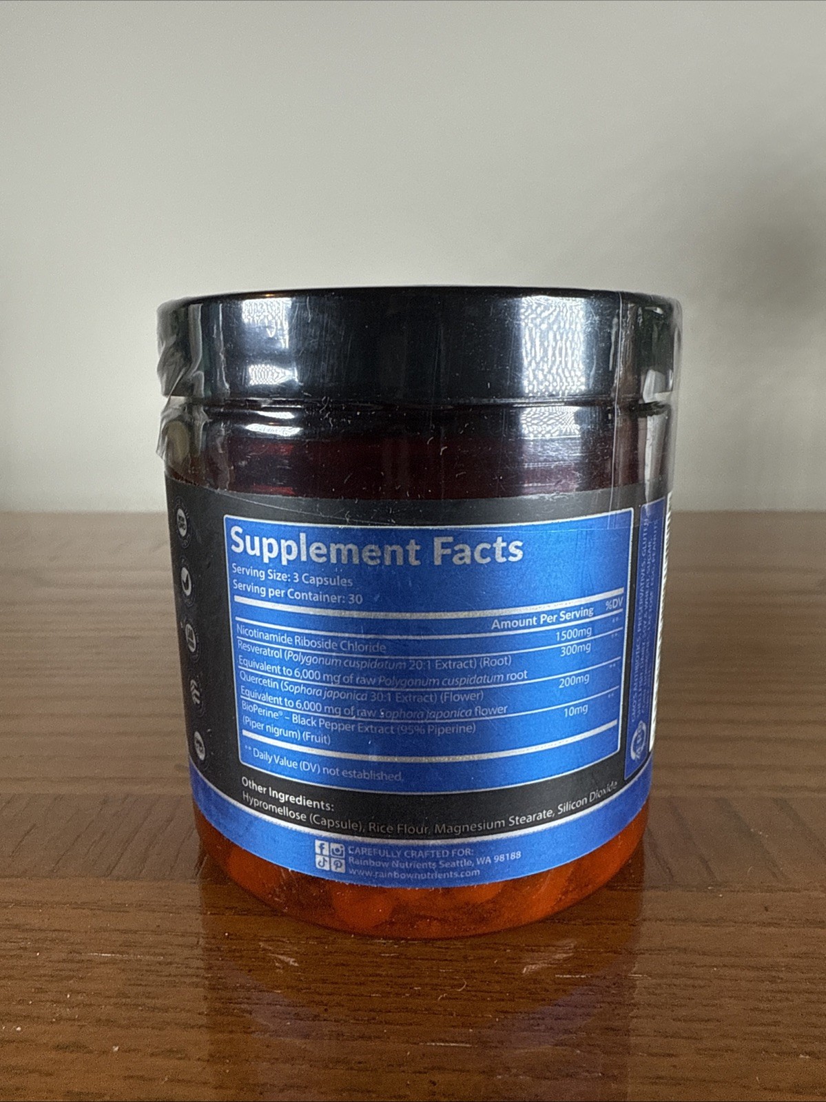 Rainbow Nutrients NAD+ 90ct 1500mg Exp12/2027