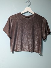 SKIMS Copper Bronze Metallic Shimmer Crop Top Size 2X New With Tags RRP $48 USD