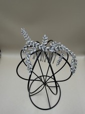 Bridal Crystal Rhinestone Leaf Hair Comb Silver Wedding Headpiece Vine