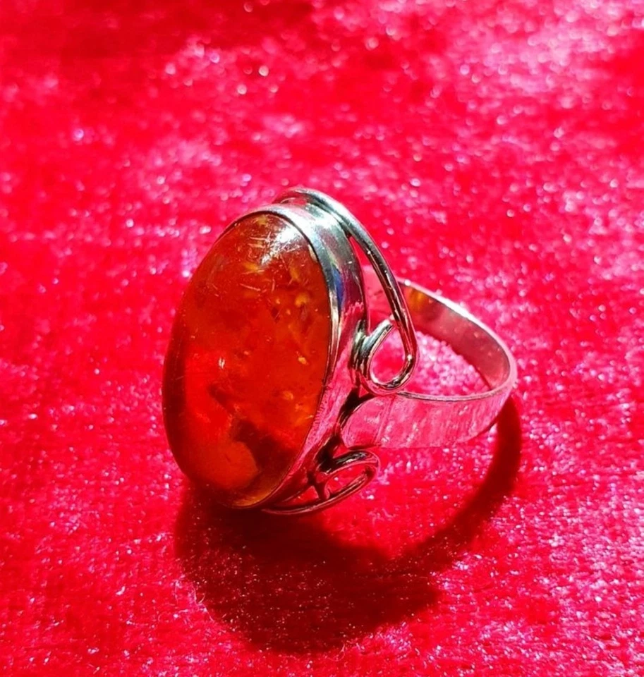 Fischland Bernsteinring aus 835 Silber   Gr 58 - Bild 3 von 3