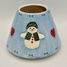 Snowman Heart Candle Shade Topper Christmas fits Lg or Med Jar Candle