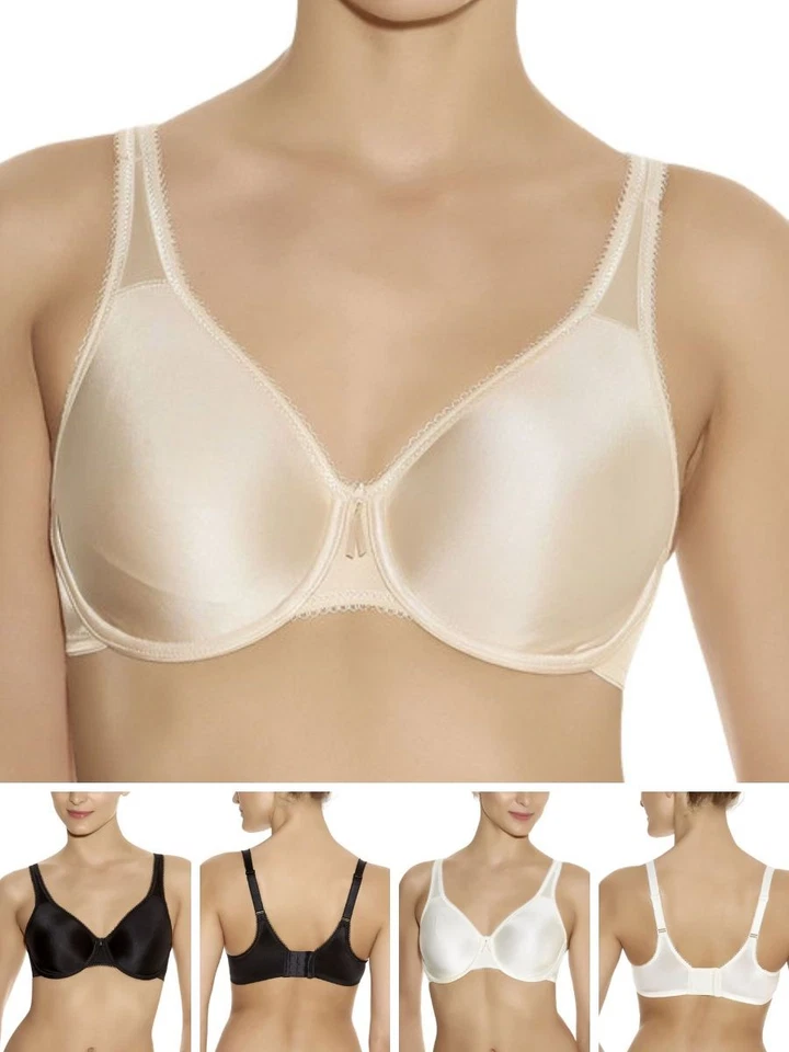Wacoal Basic Beauty Bra Full Figure Underwired Bras Seamless Black Nude Lingerie
