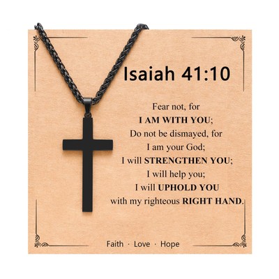 Cross Necklace for Men Boys, Religious Christian Easter Catholic Gifts for Men T