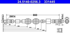 ATE 2x Bremsschlauch 24.5140-0256.3/2x für MERCEDES GLE W166 C292 KLASSE GL X166