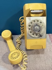 Vtg 60s Automatic Electric GTE STARLITE Rotary YELLOW Wall PHONE Untested EUC