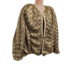 Flagg Etc. California Women Size 18 Smocked Satin Open Jacket Golden Vintage