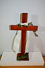 12" Wood Stand Religious Cross for Home Church Wall or Stand Mount