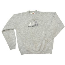 Vintage New York City Embroidered Gray Crew Neck Sweatshirt Size XL