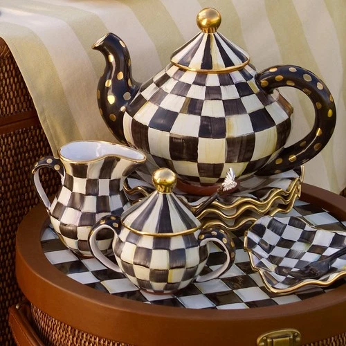 MacKenzie-Childs Courtly Check Enamel Sugar Bowl - Thumbnail 3