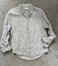 Assembly Women Stripe Shirt Linen Sz 8 Aud $100 Cream Chocolate