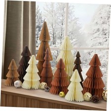 10 Pcs Large Neutral Honeycomb Christmas Tree 20/16/12/10/8 Inch 3D Paper