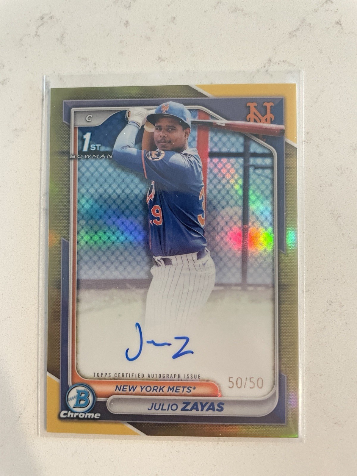 JULIO ZAYAS 2024 BOWMAN CHROME 1st AUTO TRUE GOLD REFRACTOR RC AUTO #d 50/50