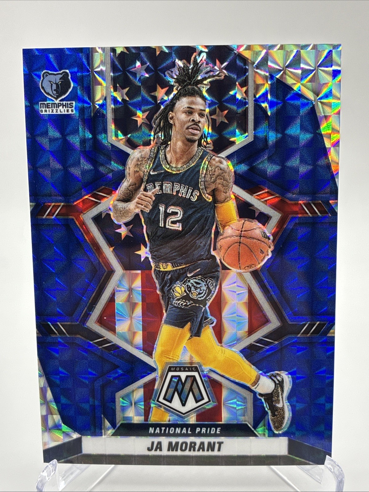 Ja Morant 2021-22 Panini Mosaic National Pride Blue Prizm /99 #249