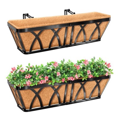 Window Planter Box 24 Inch Metal Railing 2 Pack Adjustable Coco Liner Riare Deck