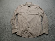 Versace Collection Dress Shirt Mens 16 Beige Check Slim Fit Cotton LS Trend