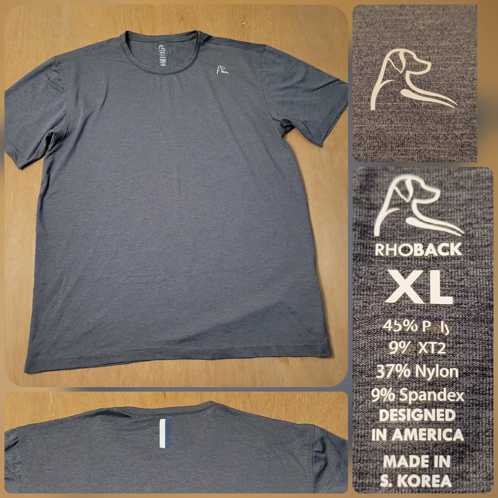 Rhoback Mens XL Solid Gray Performance Stretch Cr… - image 1