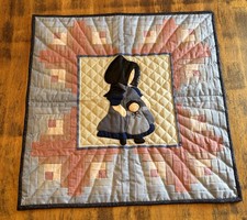 Sunbonnet Sue Holly Hobbie Quilted Wall Hanging Handmade Signed Maker Note Back