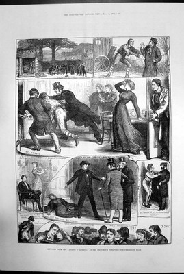 Antiker alter Druck Lights O London Princess Theatre Schauspiel Sträfling Flucht 1881