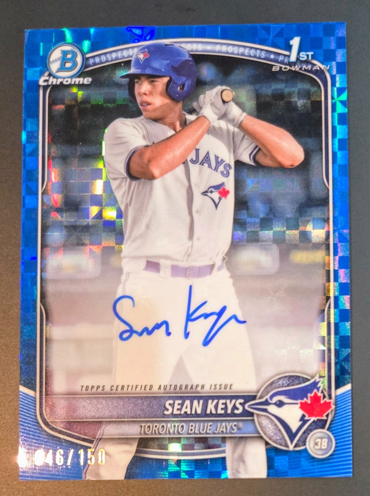 Sean Keys 2025 Bowman Chrome 1st Blue X-Fractor Auto Refractor #CPA-SK /150