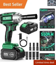 Professional Cordless Impact Gun - 406 ft-lbs Torque, Fast Charger & 7 Sockets