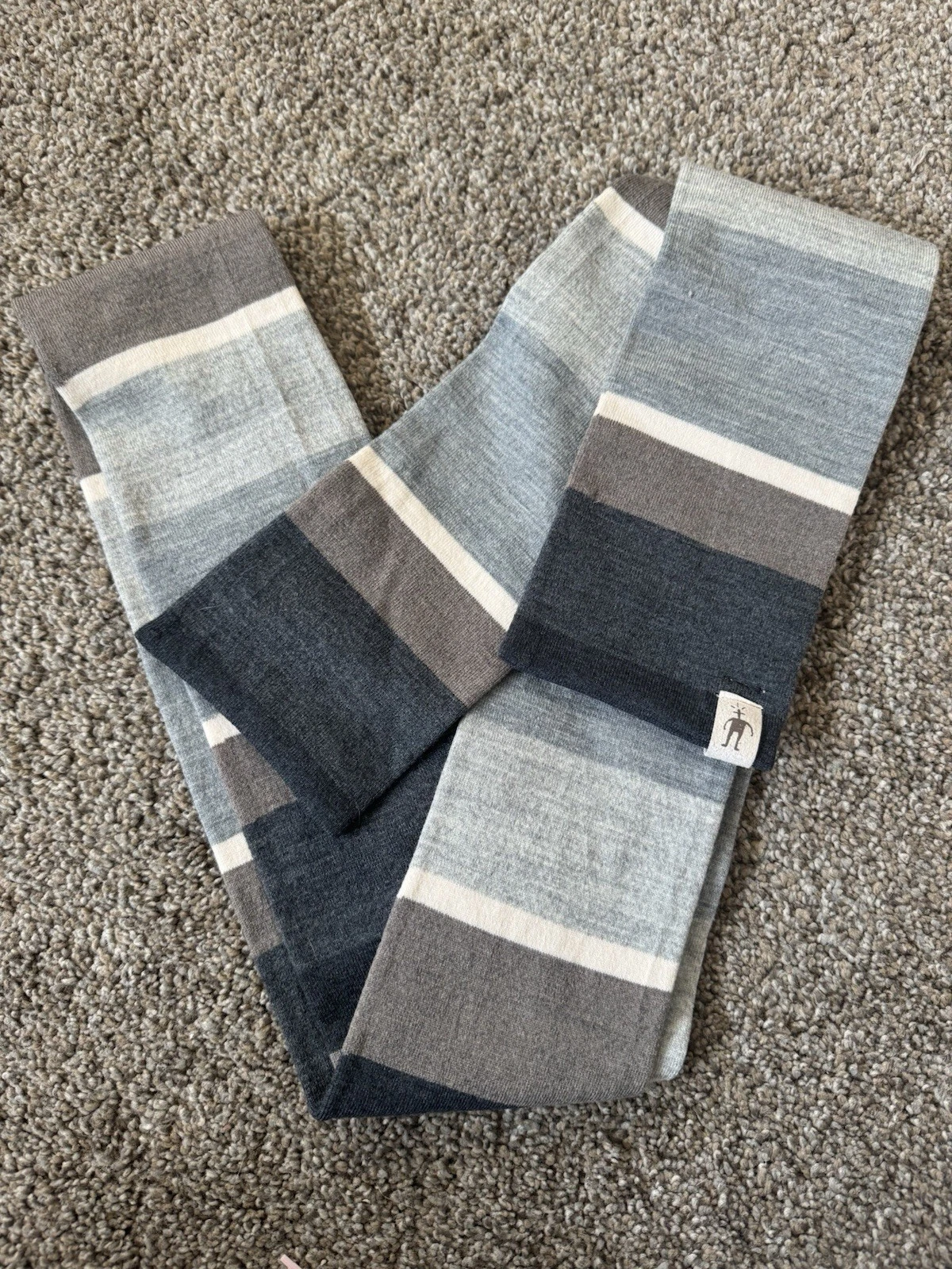 Smartwool Merino Wool Blend Knit Blue And White Wrap Around Neck Scarf Long 72”