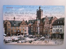Ansichtskarte Darmstadt Marktplatz 1913 Straßenbahn
