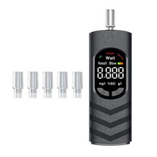 Portable Rechargeable Breathalyzer Alcohol Tester with 5 Mouthpieces, for Drivin