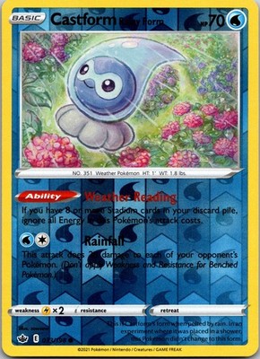 Castform Rainy Form Reverse Holo Common SWSH06: Chilling Reign 033/198 NM