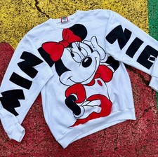 VTG 90s Minnie Mouse Spell Out Disney Design Big Graphic Crewneck Sweatshirt XL