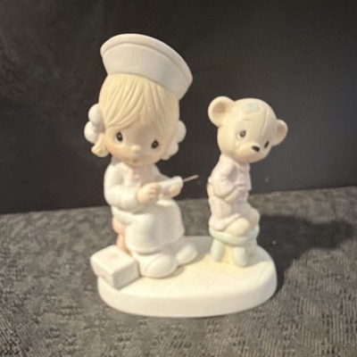 Enesco Precious Moments Nurse Giving Shot Porcelain Figurine E-7158 1981 Boxed