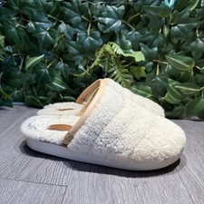 OluKai Slippers Shoes Womens Size 7 Beige Pupu Mua Shearling Mule Damaged