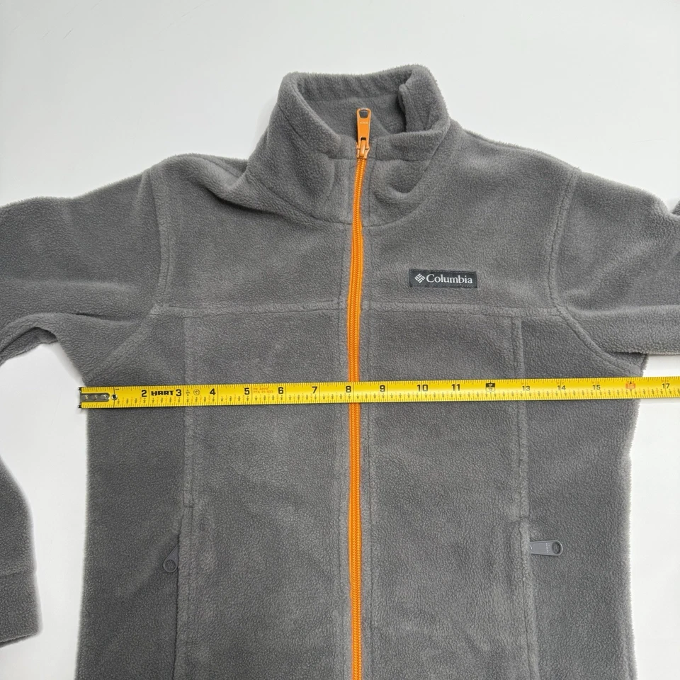 Chaqueta polar Columbia cremallera completa para niños talla pequeña (8) bolsillos gris/naranja Steens Foto 4 de 4