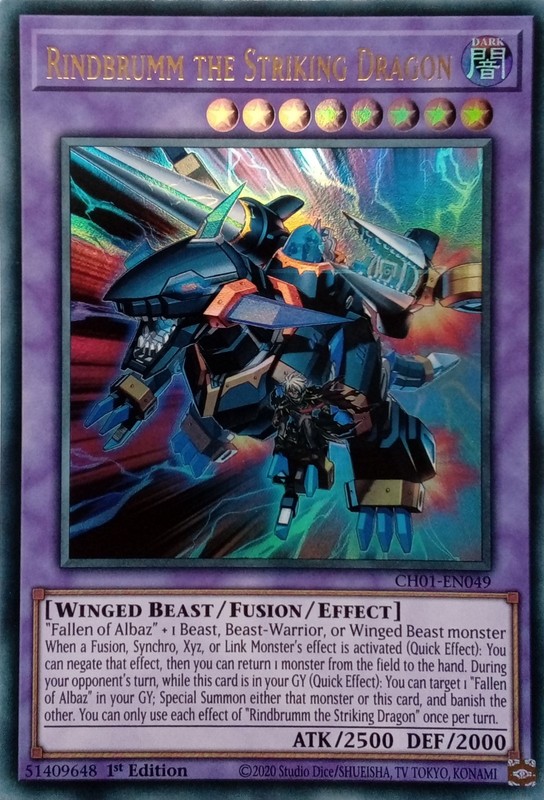 CH01-EN049 RINDBRUMM THE STRIKING DRAGON ULTRA RARE 1ST EDITION YuGiOh CARD