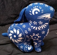 Unusual Soft RABBIT CUSHION blue White 28x28x13cm unbranded 