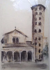 Franz Ehmke *1928 -2018 DDR Painter Pastel Ravenna Basilica Apolinare Nuovo