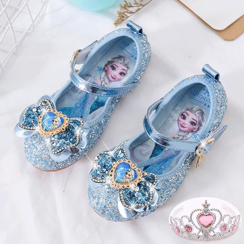 Bambini Ragazze Elsa Paillettes Principessa Paillettes Arco Strass Scarpe Cosplay - Foto 3 di 25