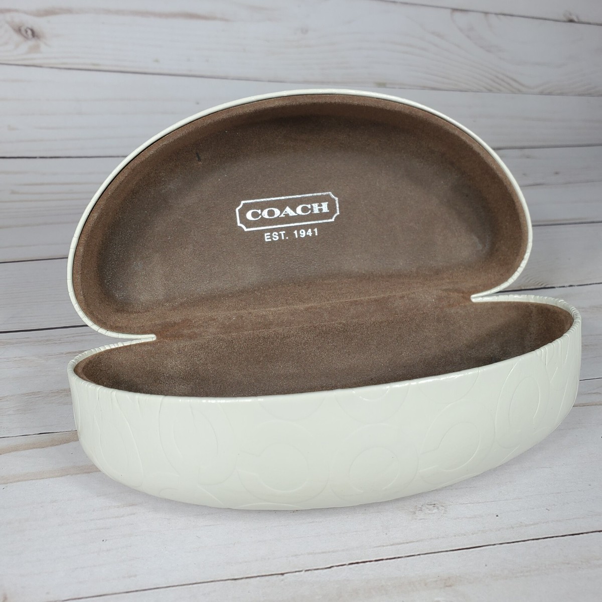 Coach Sunglasses Case Glossy White Hard Clamshell Monogram  display picture 1