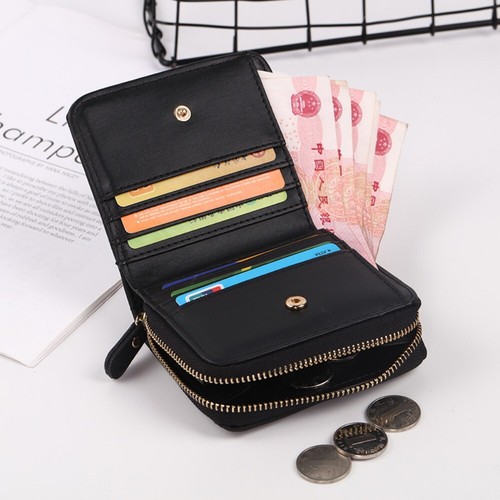 Unisex ID Credit Card Holder Leather Multi Pocket Wallet Pouch Zipper Coin Purse - Picture 2 of 10