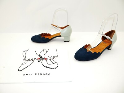 Chie Mihara UKUMA38 Damen Schuhe Ballerinas Pumps Sandalen Leder Blau Silber 39
