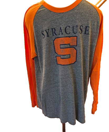 NEW SYRACUSE Long Sleeve Gray Heather & Orange Retro Brand Tee Shirt XL NWT