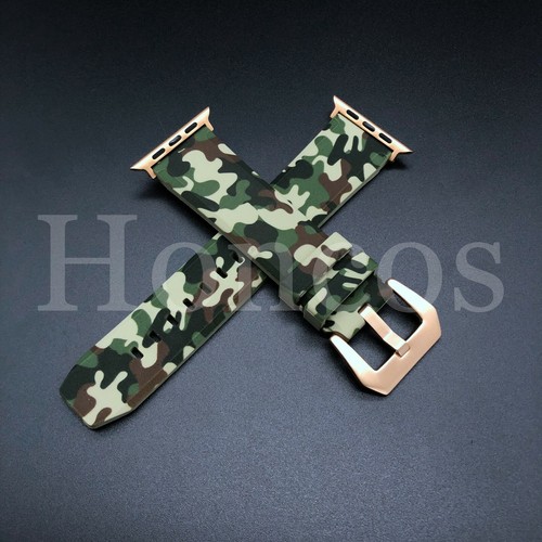 38/40/42/44MM Apple Watch Correa de Banda Camuflaje Camuflaje Goma Se adapta a Iwatch Army - Imagen 15 de 37