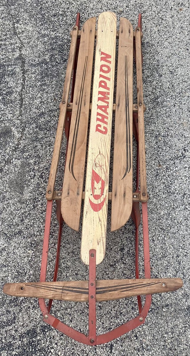 Vintage K Champion Ice Sled Snow Toboggan Rare Sleigh Type - GREAT