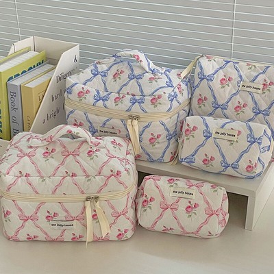 Cute Bow Flower Make-up Bag Portable Large Capacity Multi-functional Wash *j*