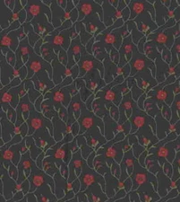 Poppy Fields black red floral vines Clothworks fabric