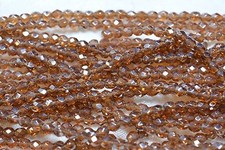 Czech Fire Polished 4mm round faceted glass beads- Luster Smoky Topaz