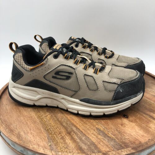 Skechers Mens 9.5 Taupe Shoes Memory Foam Sport Leather Water Repellent 51703 - Foto 1 di 10