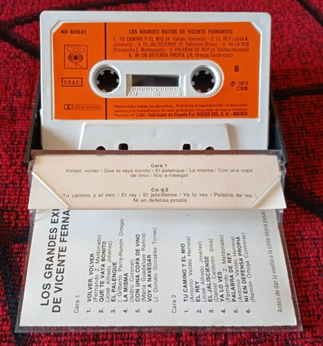 VICENTE FERNANDEZ ** Los Grandes Exitos ** ORIGINAL 1975 SPAIN CASSETTE NO LP - Picture 2 of 3