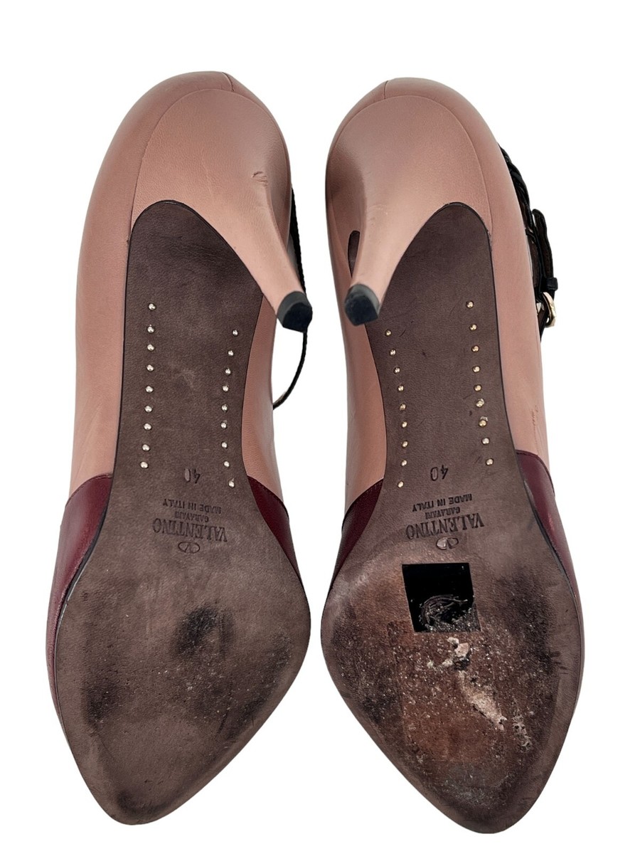 Valentino Scarpe Cerise Red Oxblood Beige Black Strap Heels Valentino Scarpe Cerise Red Oxblood Beige Black Strap Heels